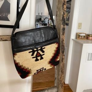 Handmade Two-Sided Turkish Leather Kilim Crossbody Bag